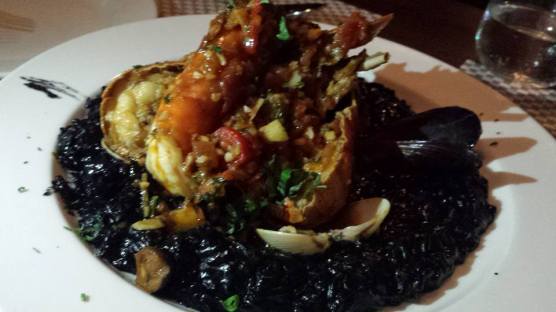 crayfish squid ink risotto