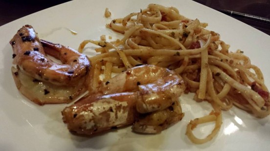 linguine with dry wok prawns