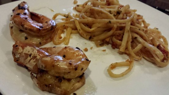 linguine with dry wok prawns