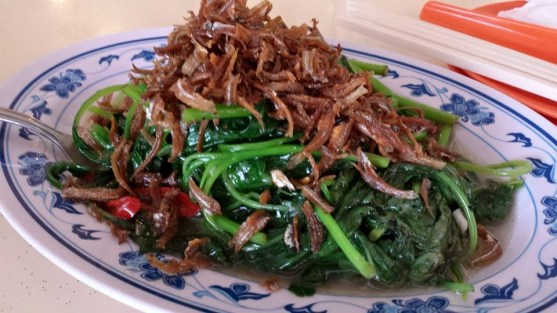 spinach with ikan bilis