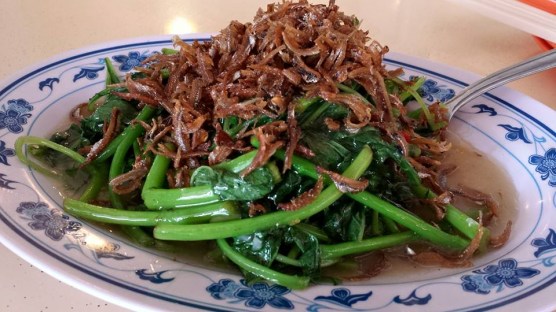 spinach with ikan bilis