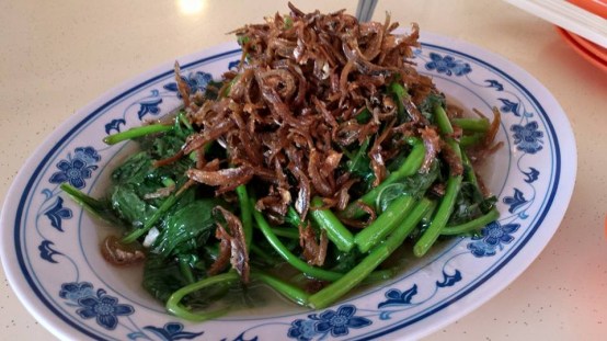 spinach with ikan bilis