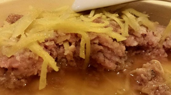 steamed minced pork with salted fish & sliced ginger