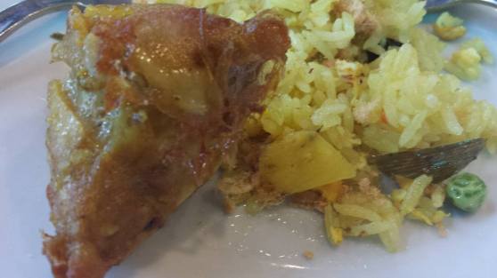 pandan chicken with pineapple fried rice