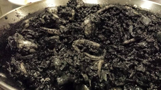 squid-ink risotto with squid