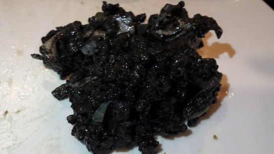 squid-ink risotto with squid