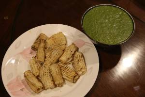 #6 flamed squid in spinach veloute