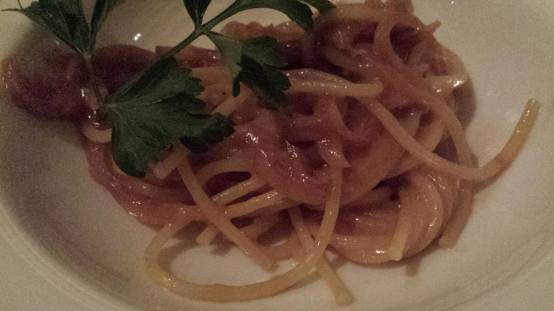 amatriciana - bacon, red wine, tomato pasta