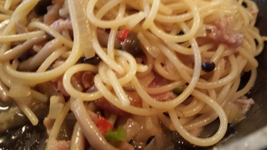#4.1 wafu (和风) pasta with streaky bacon, shimeji mushrooms & yellow onions - pasta was really good!