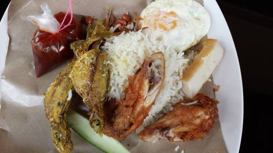 Adam's nasi lemak fish+chicken S$4.50
