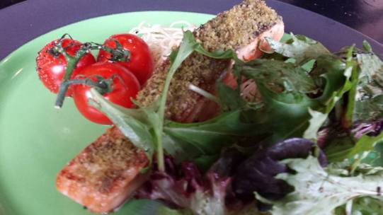 salmon with cold capellini