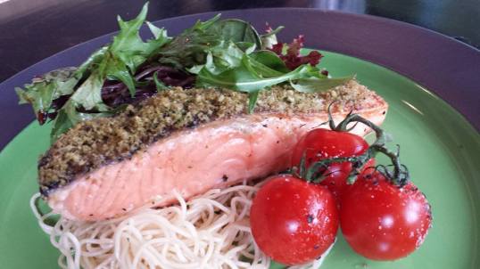 salmon with cold capellini
