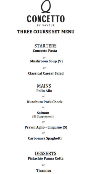 concetto set lunch menu S$22.90