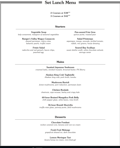 set lunch menu