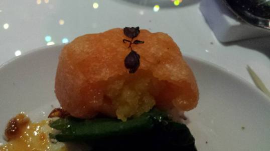 crispy glutinous pumpkin in custard