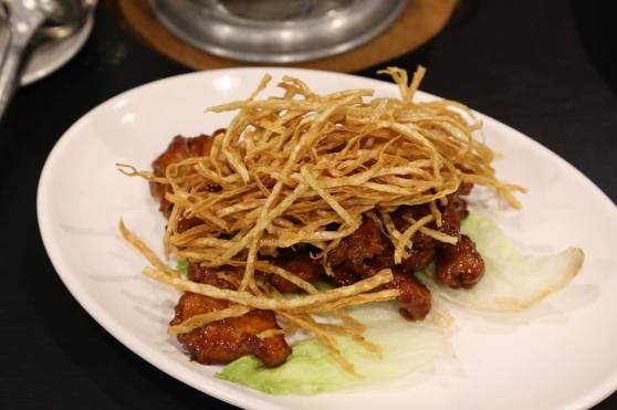 pork ribs with deep-fried cod strips