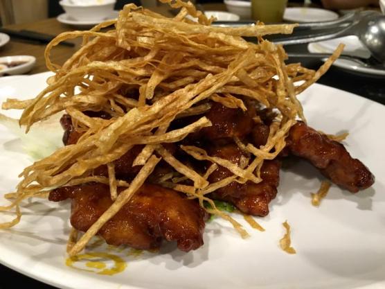 pork ribs with deep-fried cod strips