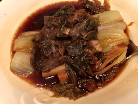 dried mustard vegetable with small cabbage 梅菜烹娃娃菜