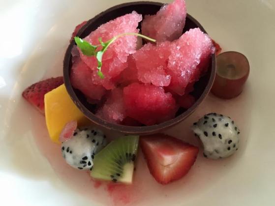 fresh fruit melange. grapefruti shaved ice