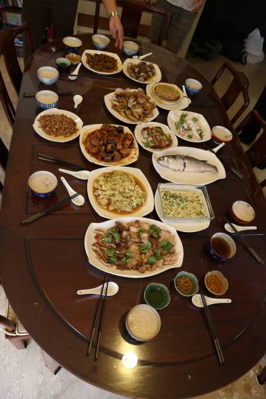spread of 16 teochew muay dishes