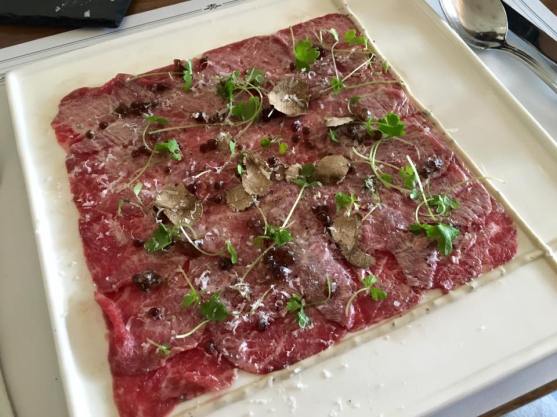 wagyu carpaccio. truffle cream
