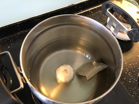 water + garlic + spice packet