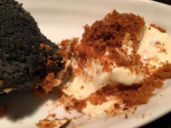 charcoal bread. pork floss on cream cheese