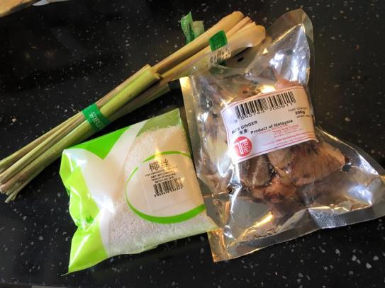 lemon grass, dessicated coconut, galangal