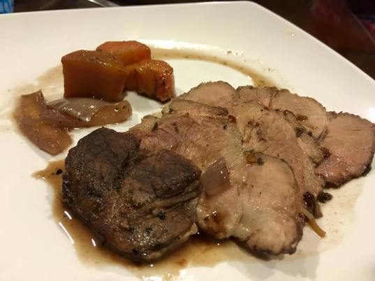 slow braised pork collar in red wine sauce