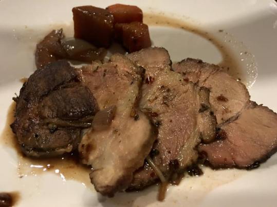 slow braised pork collar in red wine sauce