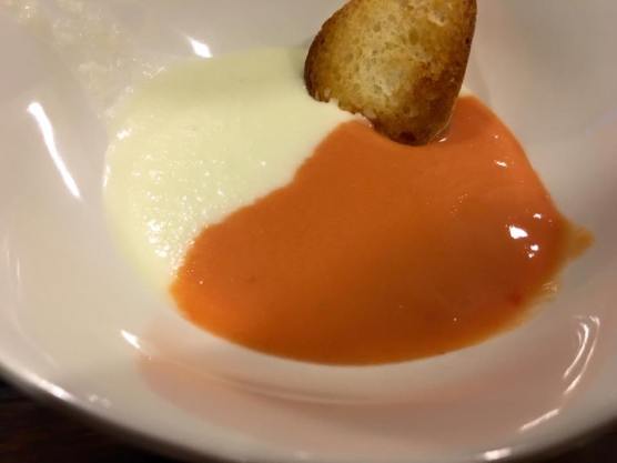 white cucumber & red tomato gazpacho