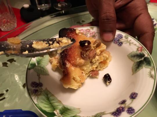 very good bread pudding with vanilla ice cream