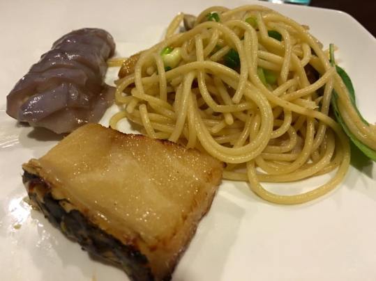 wafu 和风 pasta+wafu 和风 eggplants+teriyaki cod