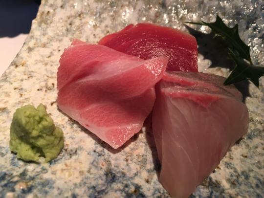 sashimi - chotoro, akami, kampachi
