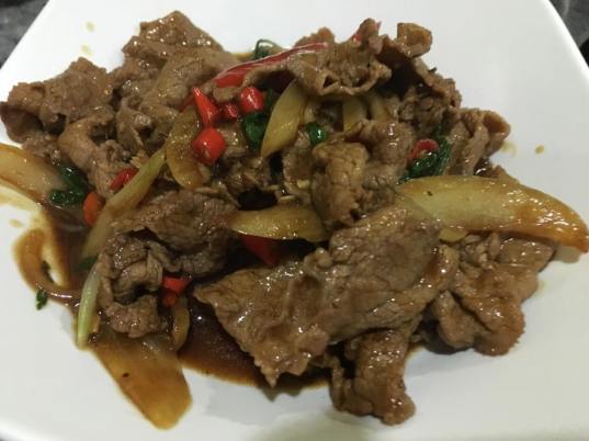 S$13 thai stir-fry beef with basil