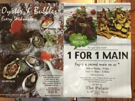 1 for 1 mains weekday lunch