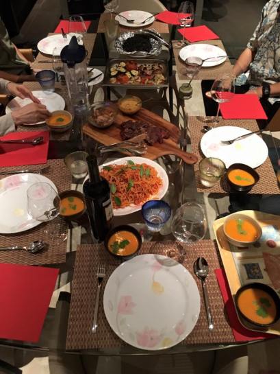 #2 cream of carrot soup on dinner table