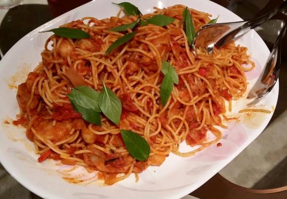 #4 prawn spaghetti in pink sauce