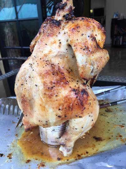 beer can lemon chicken (son's recipe)