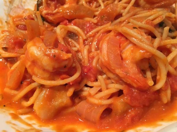 prawn pasta iin pink sauce