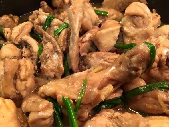 stir-fry chicken with ginger & spring onions