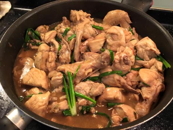 stir-fry chicken with ginger & spring onions