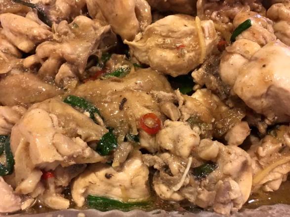 stir-fry chicken with ginger & spring onions