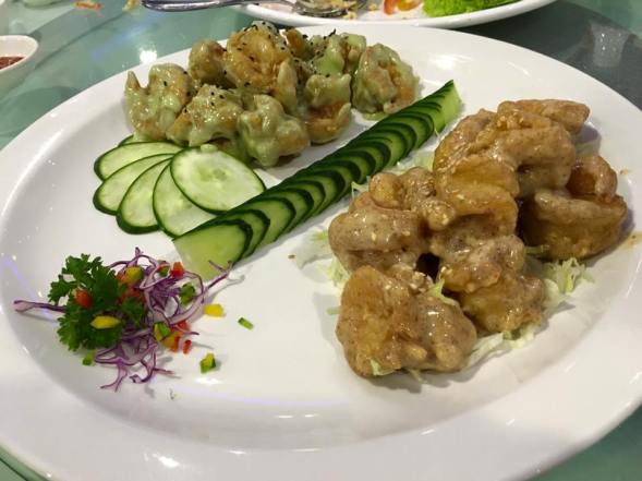 wasabi & peanut sauce prawns