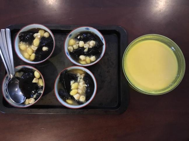 dessert = lotus ginkyo nut cheng chow + durian pudding