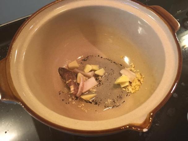 frying ginger, garlic, salted fish