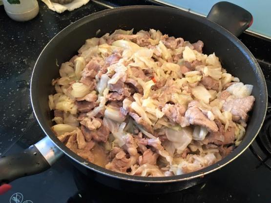 pork collar with cabbage