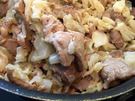 pork collar with cabbage