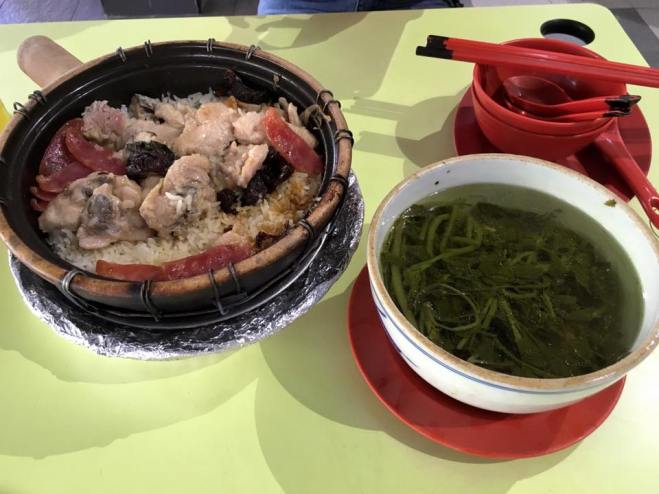 S$10 claypot rice for 2pax + S$4 watercress soup