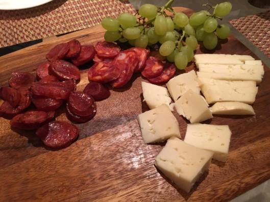 chorizo, cheese & grapes